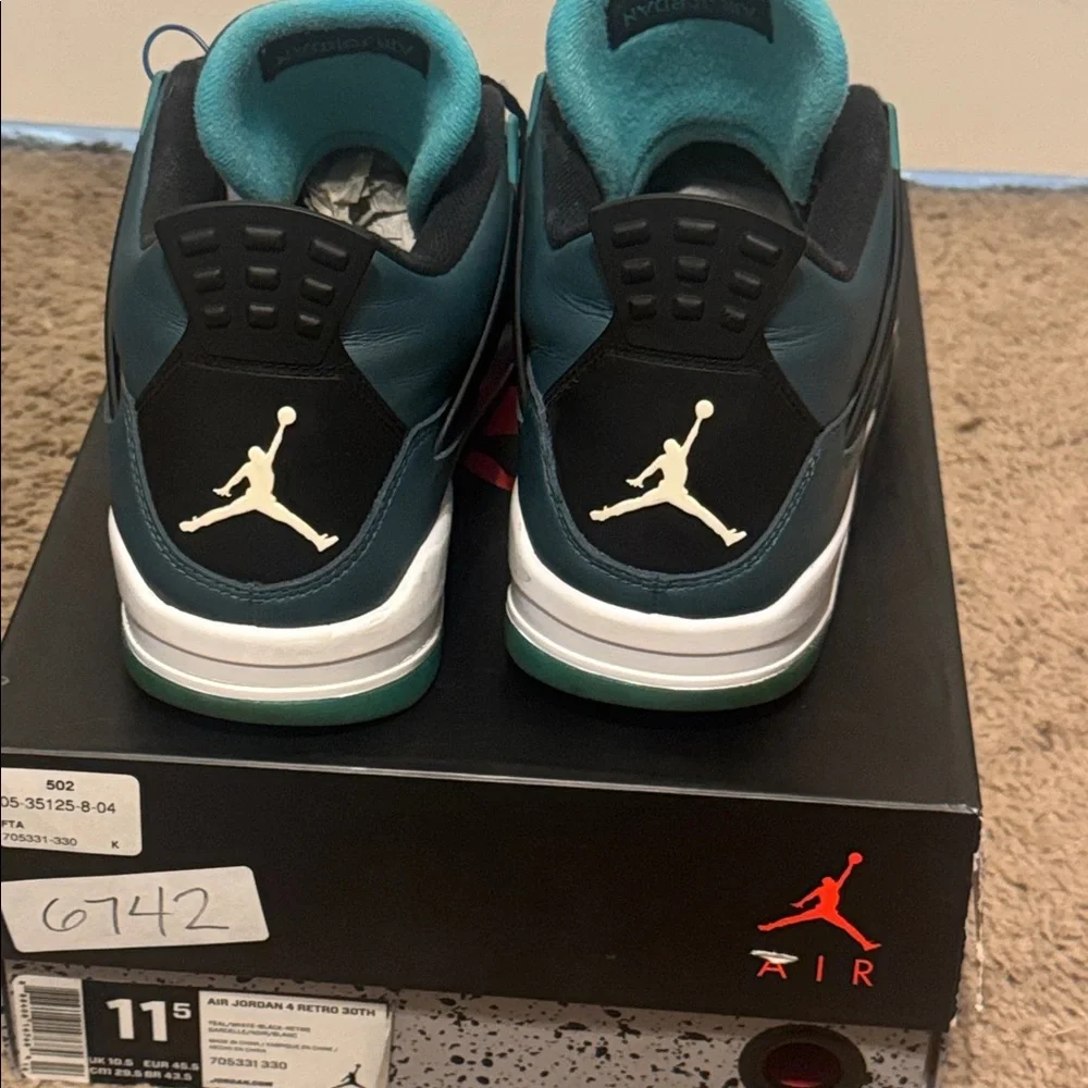 Jordan Retro 4 Teal Black White Sneakers